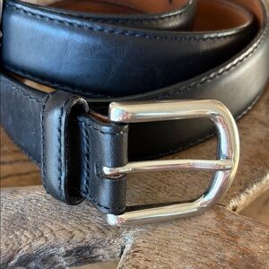 EUC L.L. Bean Black Leather Chino Men's Belt Size 46